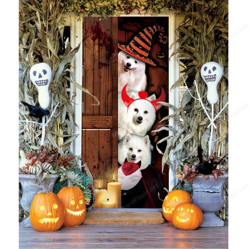 American Eskimo Dog Lovers Freaky Halloween Door Cover