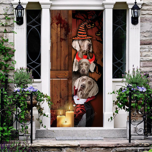 Weimaraner Dog Lovers Freaky Halloween Door Cover