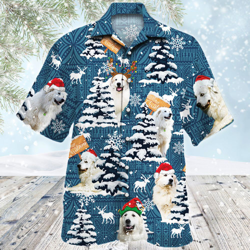 Great Pyrenees Dog Lovers Blue Tribal Christmas Gift Hawaiian Shirt