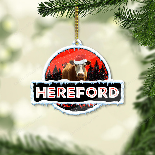 Hereford Cattle Lovers Christmas Night Custom Shape Acrylic Ornament