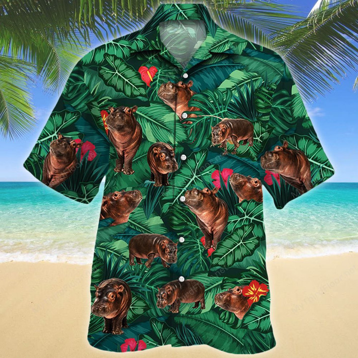 Hippo Lovers Gift Hawaiian Shirt