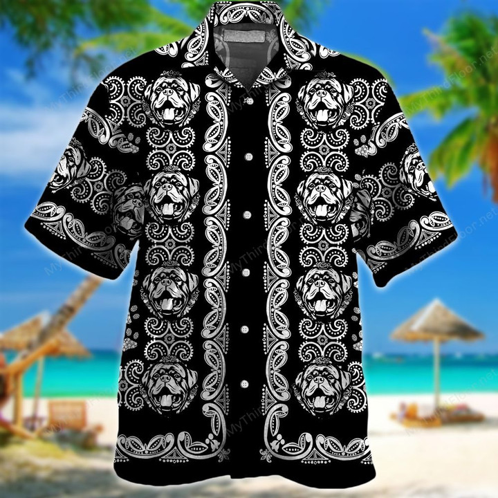 Rottweiler BW Pattern Hawaiian Shirt