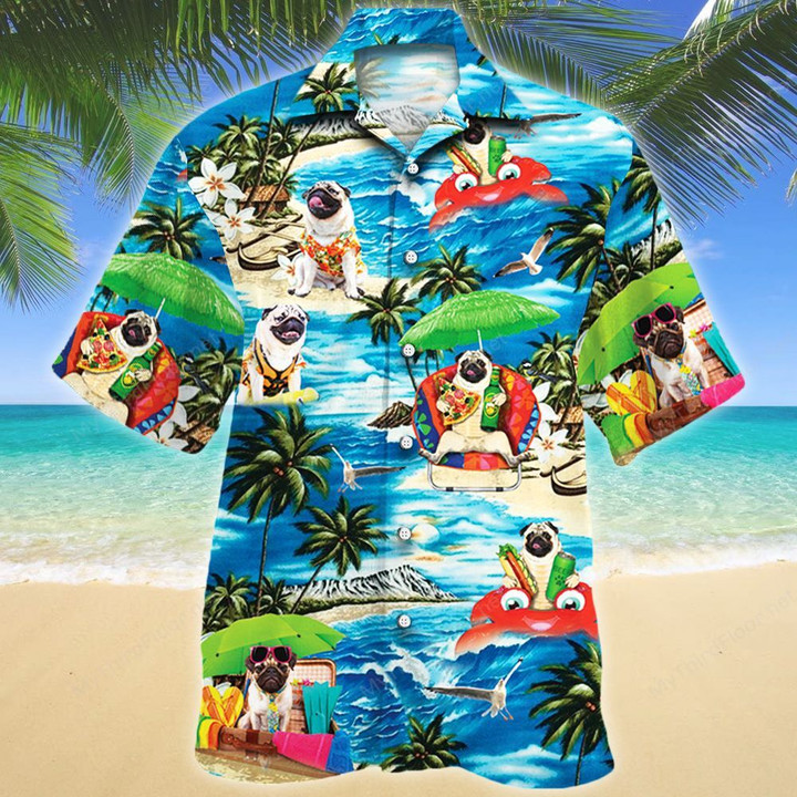 Pug Dog Lovers Beach Vibe Hawaiian Shirt