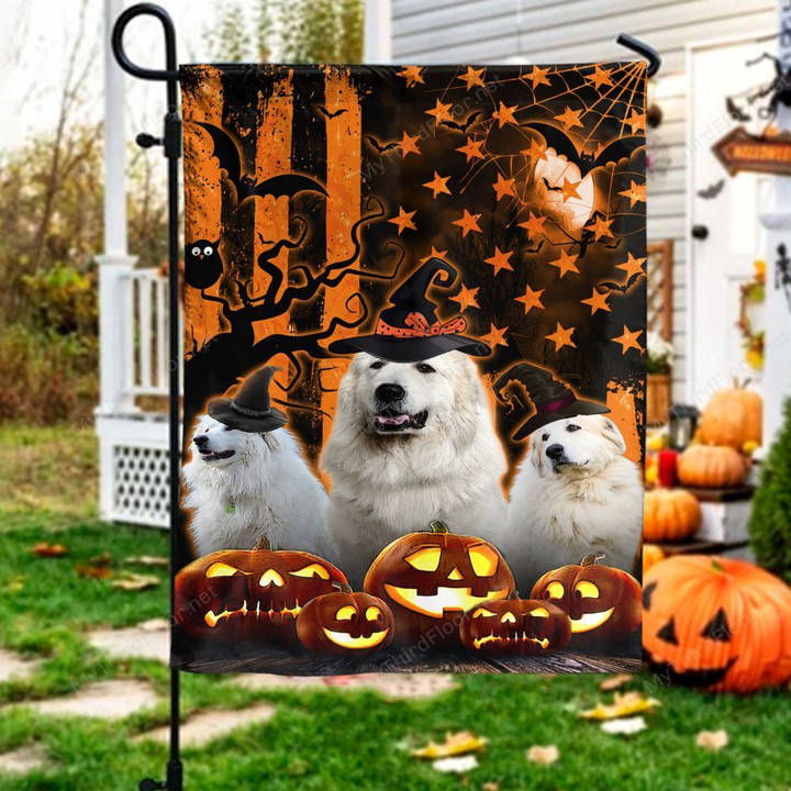 Great Pyrenees Dog Lovers Happy Halloween Garden And House Flag
