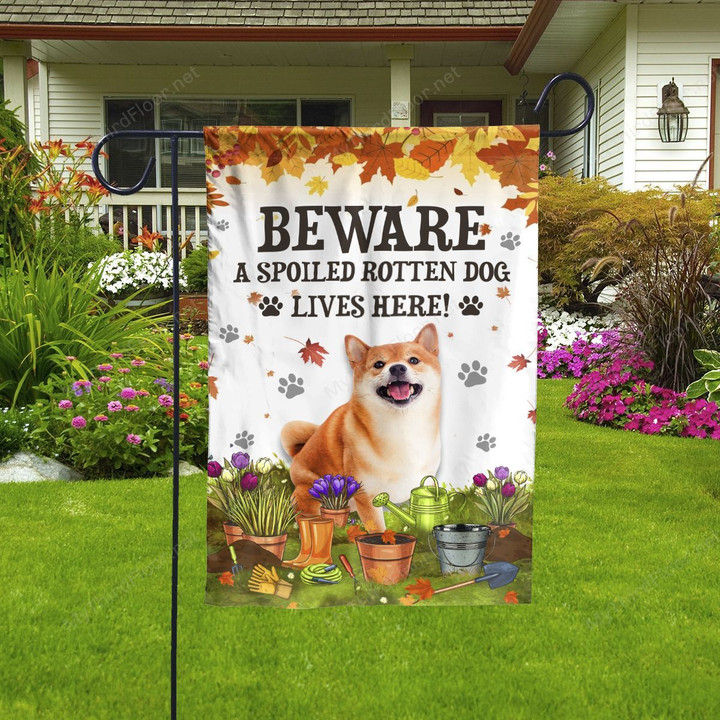 Shiba Inu Dog Lovers Beware Spoiled Garden And House Flag