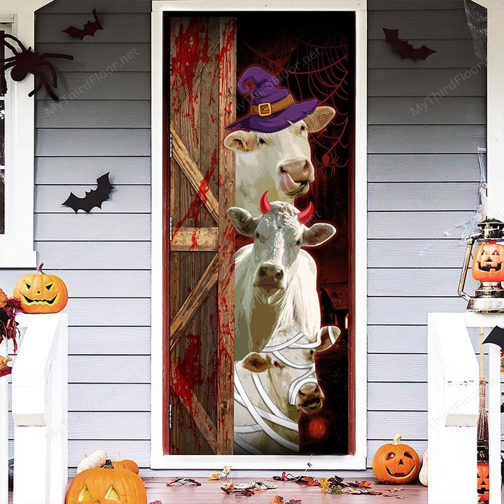 Charolais Cattle Lovers Freaky Halloween Door Cover