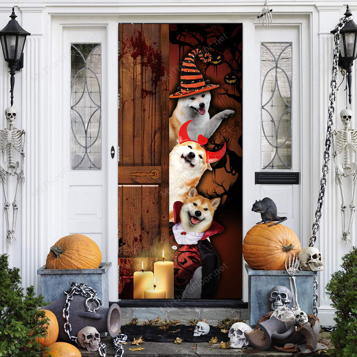 Shiba Inu Dog Lovers Freaky Halloween Door Cover