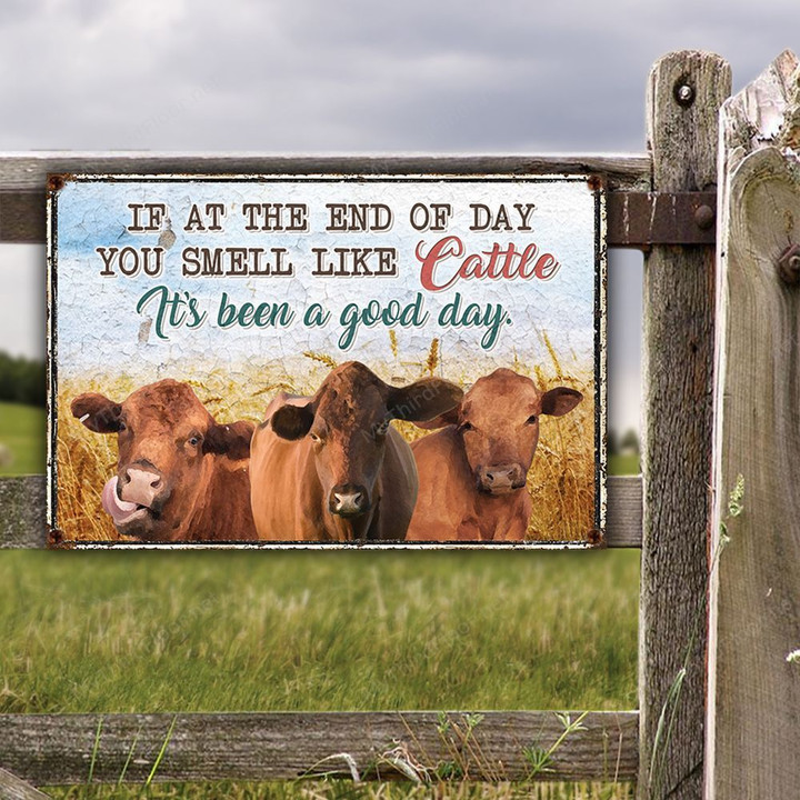 Red Angus Cattle Lovers Good Day Metal Sign