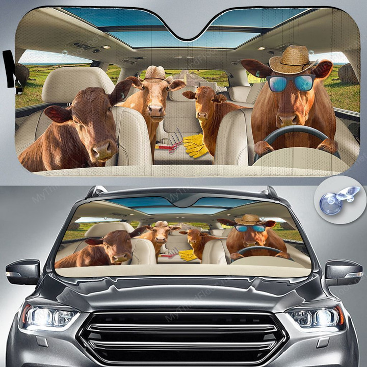 Beefmaster Cattle Lovers Country Road Car Auto Sunshade 57" x 27.5"