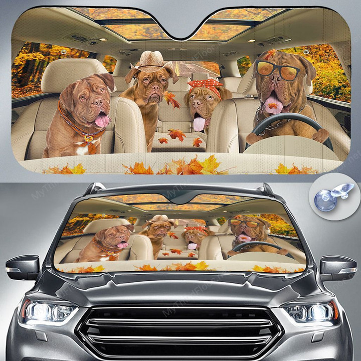 Dogue de Bordeaux Dog Lovers Autumn Road Car Auto Sunshade 57" x 27.5"