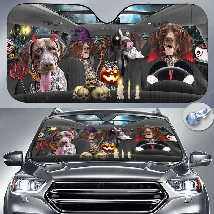 German Shorthaired Pointer Dog Lovers Halloween Time Car Auto Sunshade 57" x 27.5"