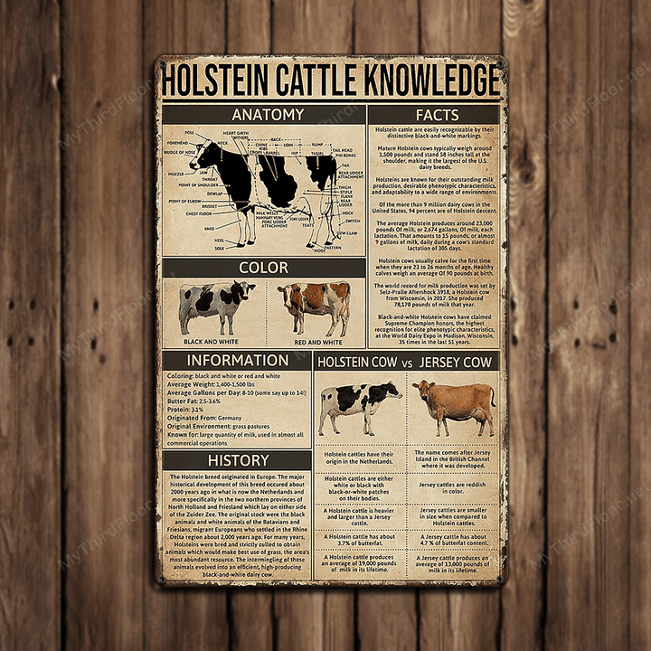 Holstein Friesian Cattle Knowledge Metal Sign