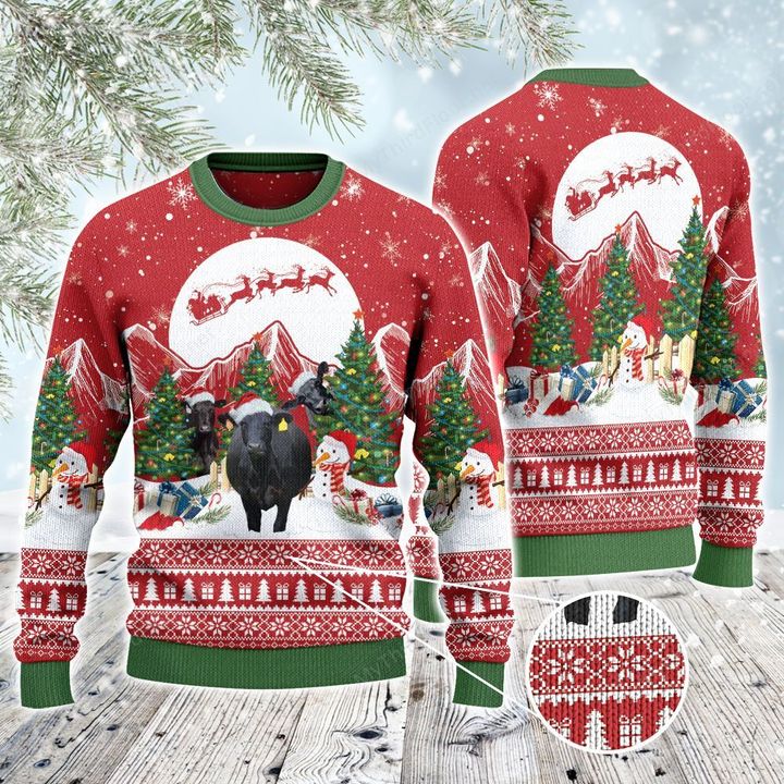Black Angus Cattle Lovers Christmas Is Coming Knitted Sweater