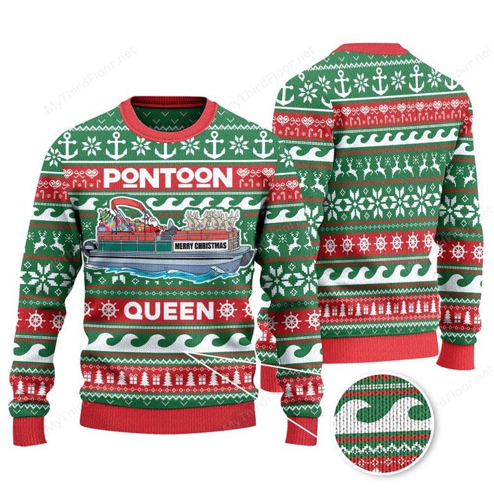 Pontoon Queen Merry Christmas Knitted Sweater