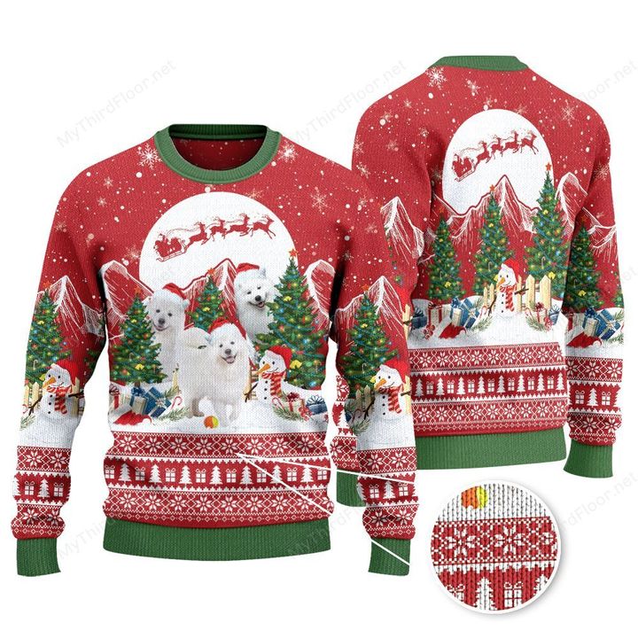 Samoyed Dog Lovers Christmas Is Coming Knitted Sweater