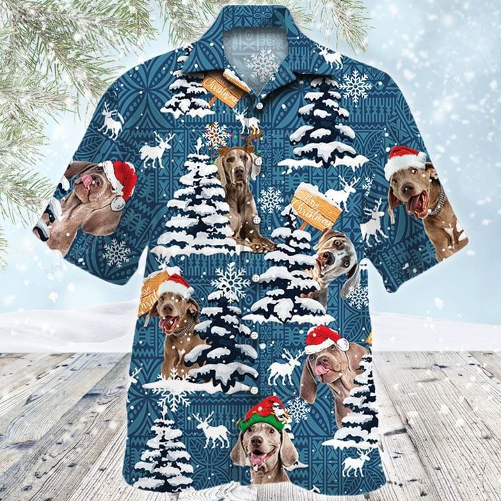 Weimaraner Dog Lovers Blue Tribal Christmas Gift Hawaiian Shirt