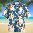 Welsh Corgi Dog Lovers Blue Tribal Pattern Hawaiian Shirt