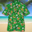 Pizza Lovers Green Floral Hawaiian Shirt
