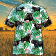 Black Angus Cattle Lovers Tropical Plant Hawaiian Shirt