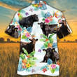 Black Angus Cattle Lovers Tropical Flower Hawaiian Shirt
