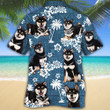 Shiba Inu Black Dog Lovers Blue Tribal Pattern Hawaiian Shirt