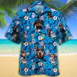 Doberman Pinscher Dog Lovers Blue Floral Pattern Hawaiian Shirt