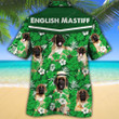 English Mastiff Dog Lovers Green Floral Pattern Hawaiian Shirt