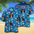 German Shorthaired Pointer Dog Lovers Blue Floral Pattern Hawaiian Shirt