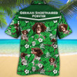 German Shorthaired Pointer Dog Lovers Green Floral Pattern Hawaiian Shirt
