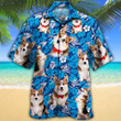 Welsh Corgi Dog Lovers Blue Floral Pattern Hawaiian Shirt