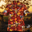 TX Longhorn Cattle Lovers Autumn Red Leaves Hawaiian Shirt