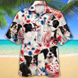 Border Collie Dog Lovers American Flag Hawaiian Shirt