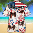 Papillon Dog Lovers American Flag Hawaiian Shirt