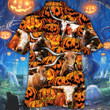 TX Longhorn Cattle Lovers Halloween Pumpkin Hawaiian Shirt