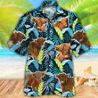 Highland Cattle Lovers Jungle Leaves Hawaiian Shirt