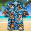 Staffordshire Bull Terrier Dog Lovers Blue Feather Hawaiian Shirt