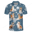 Shiba Inu Dog Lovers Blue Tribal Pattern Polo Shirt