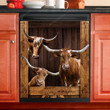 TX Longhorn Cattle Lovers Wooden Art Dishwasher Cover