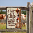 TX Longhorn Cattle Lovers Keep Gate Closed Metal Sign