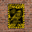 Crow Bird Skeleton Danger Keep Out Metal Sign