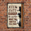 Black Hereford Cattle Lovers Keep Gate Closed Metal Sign