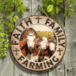 Hereford Cattle Lovers Faith Family Farming Round Wooden Sign 12" x 12"