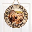 Red Angus Cattle Lovers Faith Family Farming Round Wooden Sign 12" x 12"