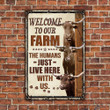TX Longhorn Cattle Lovers Welcome To Our Farm Metal Sign