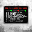 Dart Lovers Gift Top 10 Darts Excuses Metal Sign