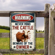 Hereford Cattle Lovers Gift Beware Of The Owner Metal Sign