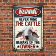 Brahman Cattle Lovers Gift Beware Of The Owner Metal Sign