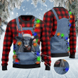Black Angus Cattle Lovers Red Plaid Shirt And Denim Bib Overalls Knitted Sweater