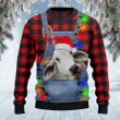 Brahman Cattle Lovers Red Plaid Shirt And Denim Bib Overalls Knitted Sweater