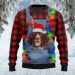 German Shorthaired Pointer Dog Lovers Red Plaid Shirt And Denim Bib Overalls Knitted Sweater